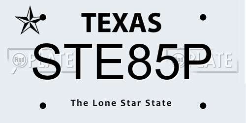 STE85P Texas License Plate