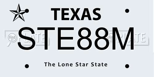 STE88M Texas License Plate