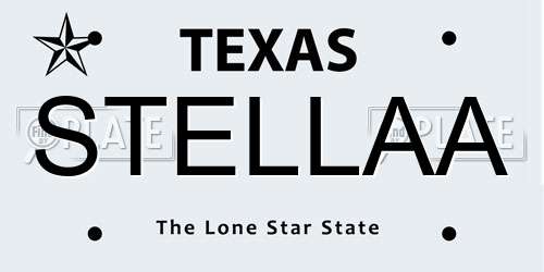 STELLAA Texas License Plate