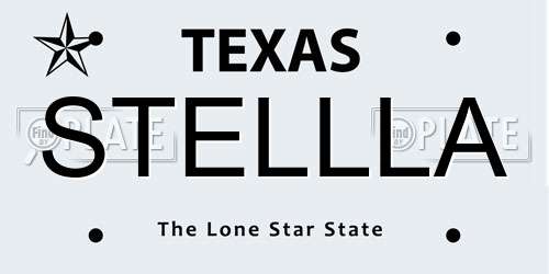STELLLA Texas License Plate