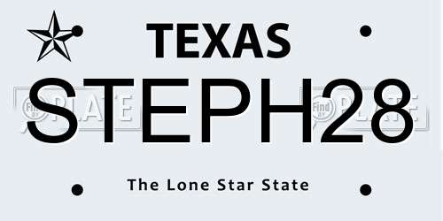 STEPH28 Texas License Plate