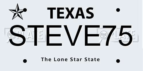 STEVE75 Texas License Plate