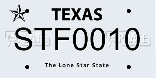 STF0010 Texas License Plate