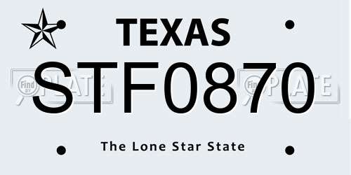 STF0870 Texas License Plate