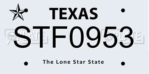 STF0953 Texas License Plate