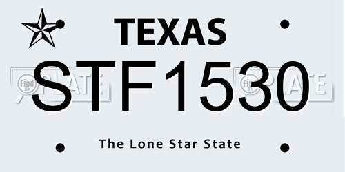 STF1530 Texas License Plate