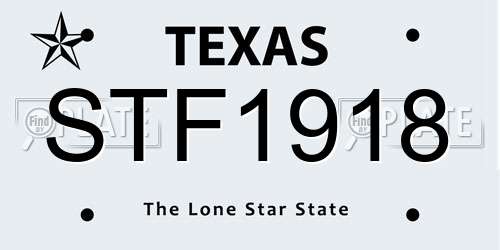 STF1918 Texas License Plate