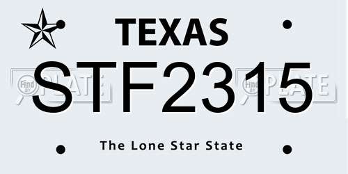 STF2315 Texas License Plate