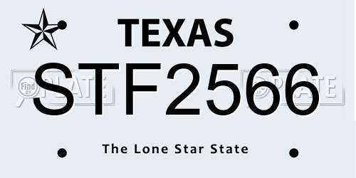 STF2566 Texas License Plate