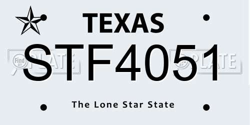 STF4051 Texas License Plate