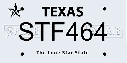 STF464 Texas License Plate