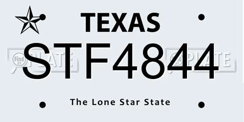 STF4844 Texas License Plate