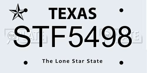 STF5498 Texas License Plate