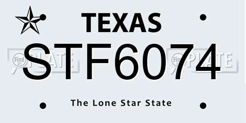 STF6074 Texas License Plate