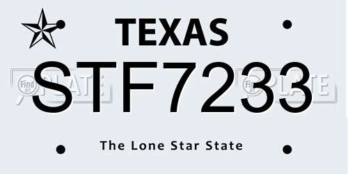 STF7233 Texas License Plate