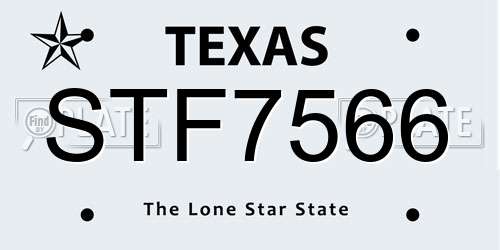 STF7566 Texas License Plate