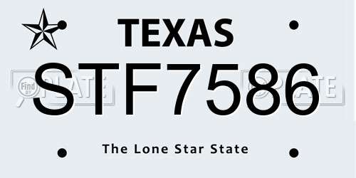 STF7586 Texas License Plate