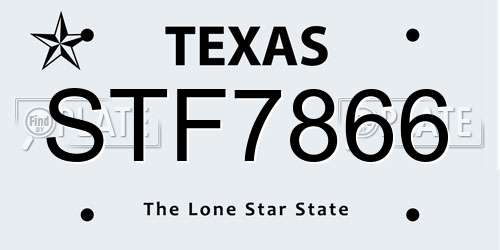 STF7866 Texas License Plate