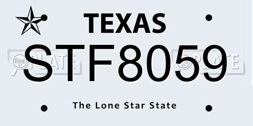 STF8059 Texas License Plate