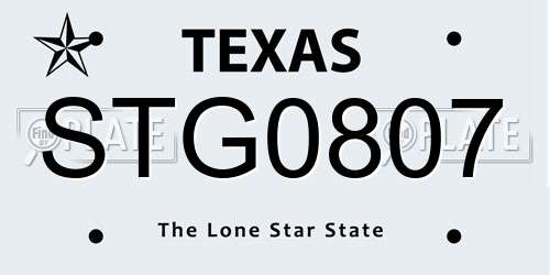 STG0807 Texas License Plate