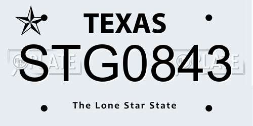 STG0843 Texas License Plate