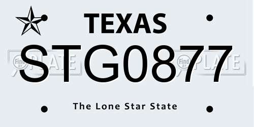STG0877 Texas License Plate