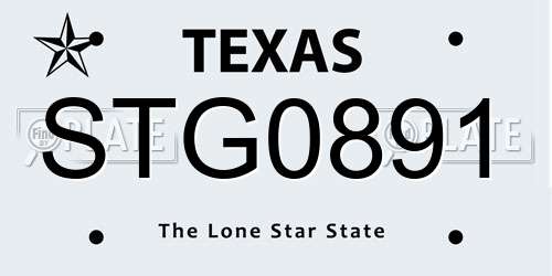 STG0891 Texas License Plate