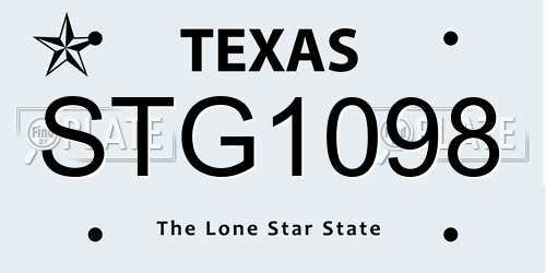 STG1098 Texas License Plate