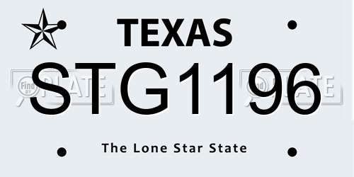 STG1196 Texas License Plate