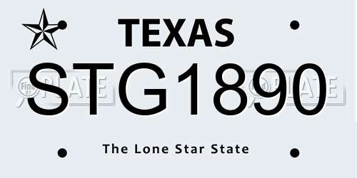 STG1890 Texas License Plate