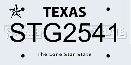 STG2541 Texas License Plate