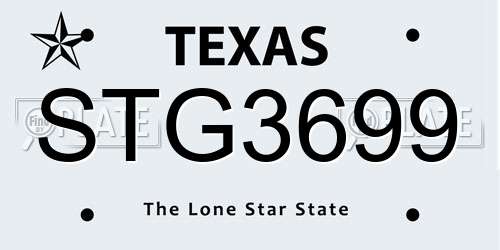 STG3699 Texas License Plate
