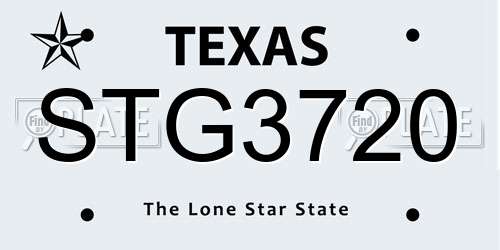 STG3720 Texas License Plate