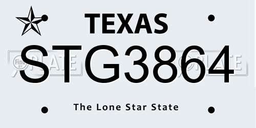 STG3864 Texas License Plate