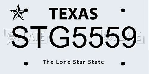STG5559 Texas License Plate
