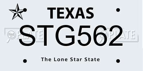 STG562 Texas License Plate
