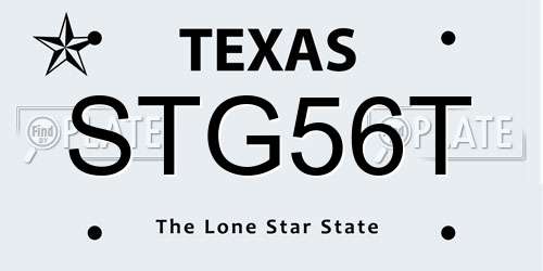 STG56T Texas License Plate