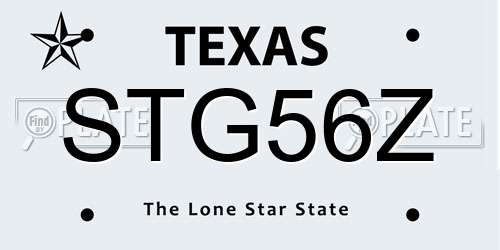 STG56Z Texas License Plate