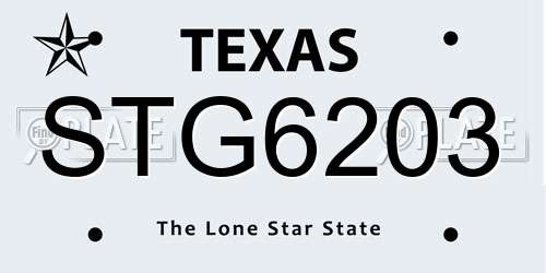 STG6203 Texas License Plate