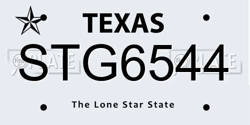 STG6544 Texas License Plate
