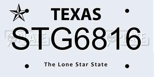 STG6816 Texas License Plate