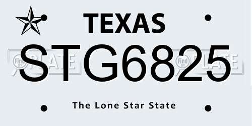 STG6825 Texas License Plate