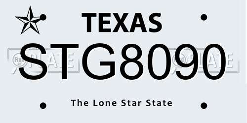 STG8090 Texas License Plate