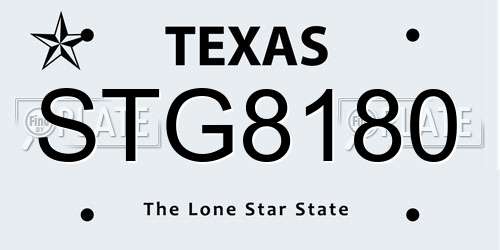 STG8180 Texas License Plate