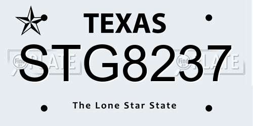 STG8237 Texas License Plate