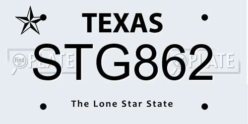 STG862 Texas License Plate
