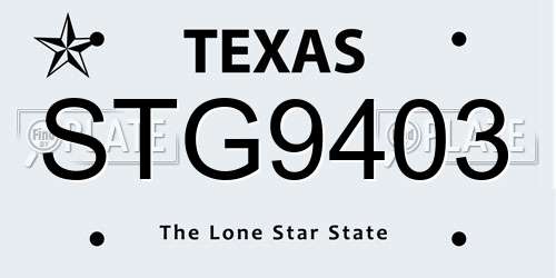 STG9403 Texas License Plate