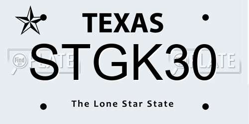 STGK30 Texas License Plate