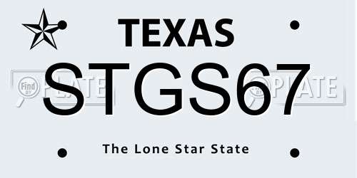 STGS67 Texas License Plate