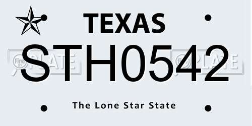 STH0542 Texas License Plate
